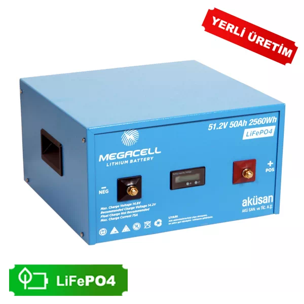 Megacell Lityum Demir Fosfat Akü 51.2 V 50 Ah LiFePO4