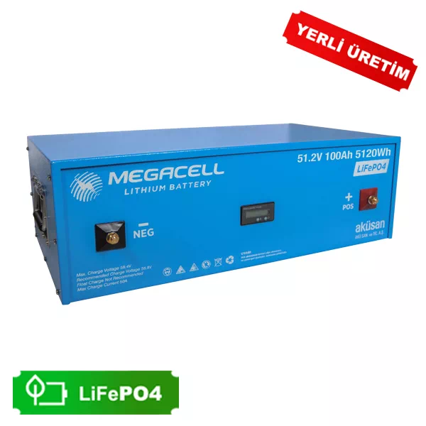 Megacell Lityum Demir Fosfat Akü 51.2 V 100 Ah LiFePO4