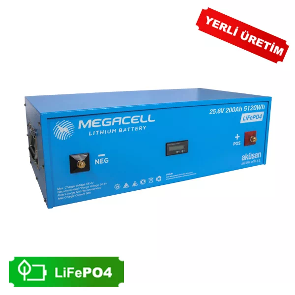 Megacell Lityum Demir Fosfat Akü 25.6 V 200 Ah LiFePO4