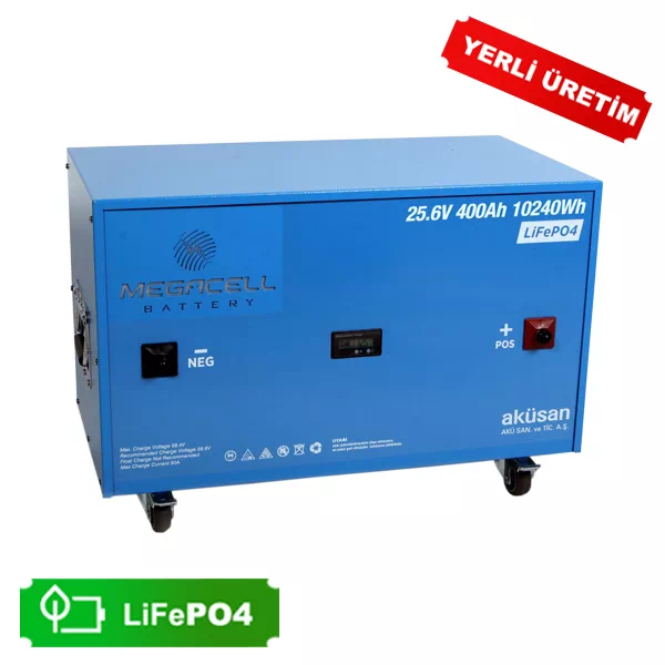 Megacell Lityum Demir Fosfat Akü 25.6 V 400 Ah LiFePO4