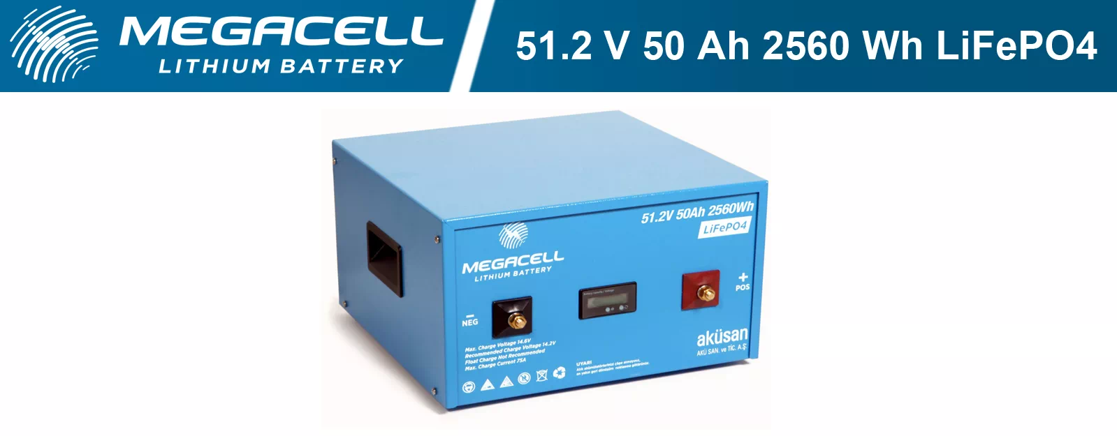 Megacell Lityum Demir Fosfat Akü 51.2 V 50 Ah LiFePO4