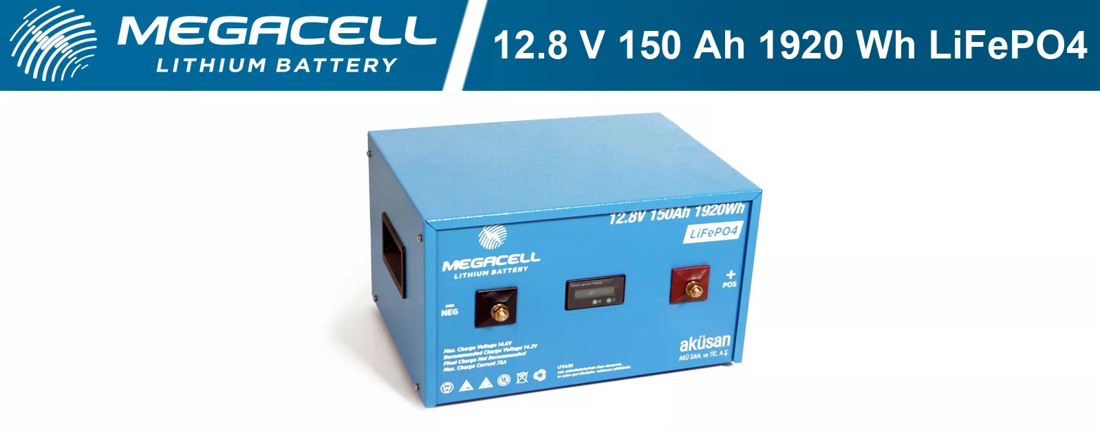 Megacell Lityum Demir Fosfat Akü 12.8 V 150 Ah LiFePO4