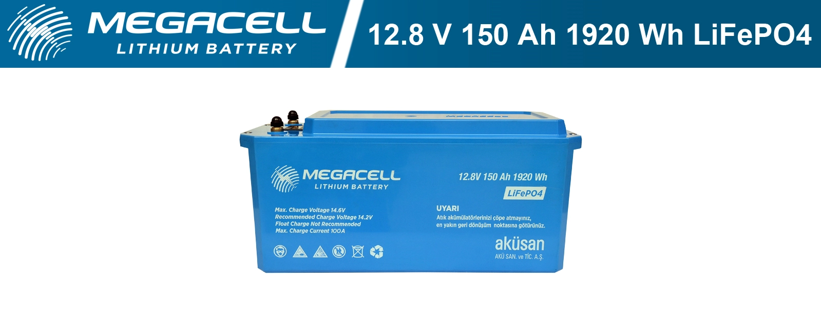 Megacell Lityum Demir Fosfat Akü 12.8 V 150 Ah LiFePO4