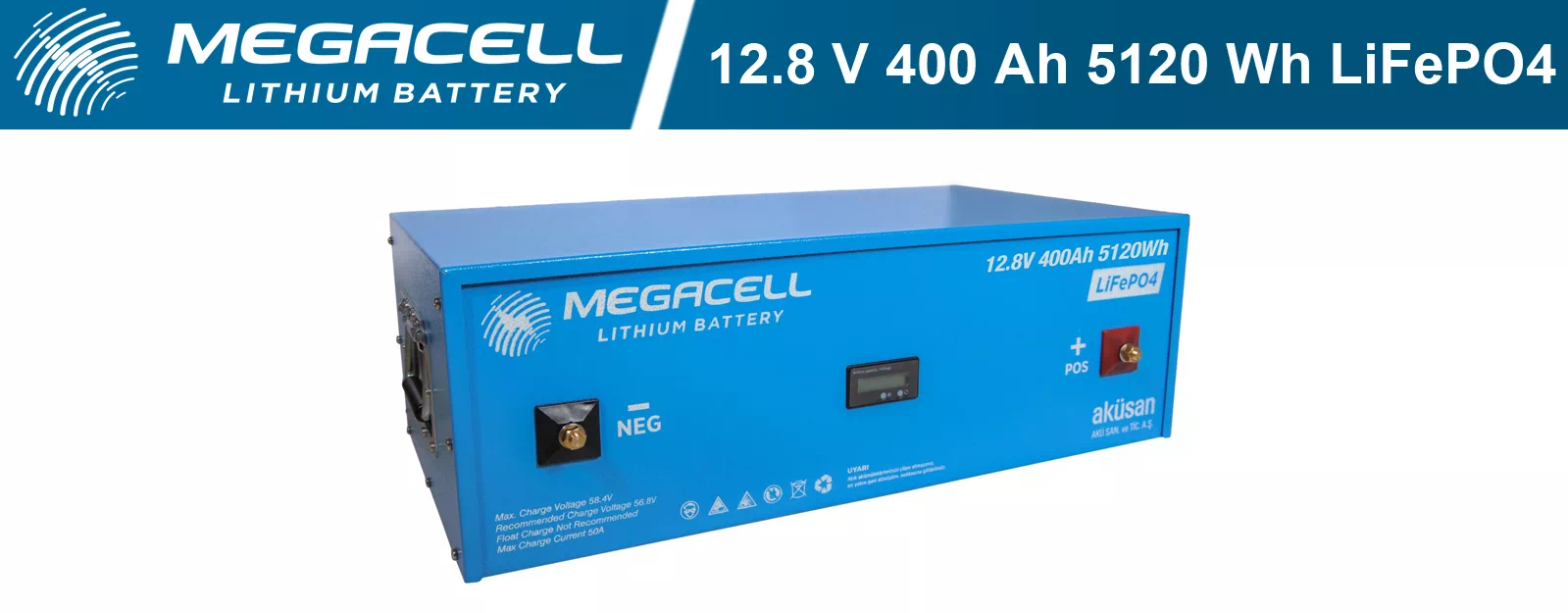 Megacell Lityum Demir Fosfat Akü 12.8 V 400 Ah LiFePO4