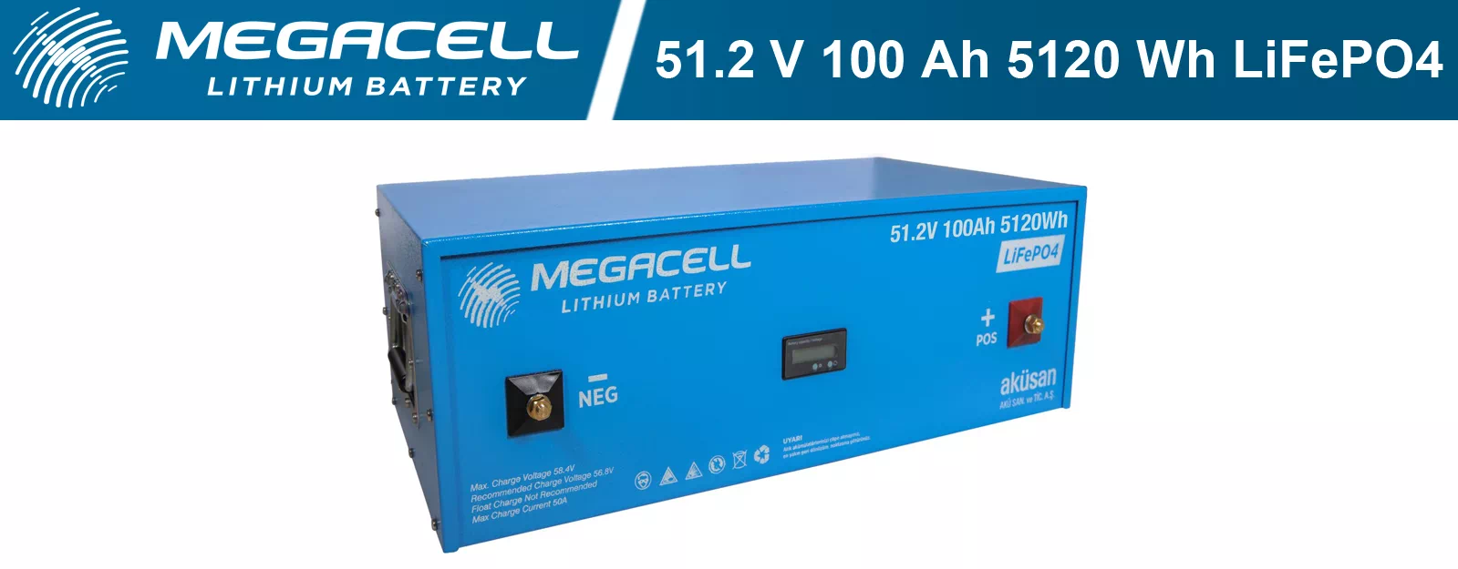 Megacell Lityum Demir Fosfat Akü 51.2 V 100 Ah LiFePO4