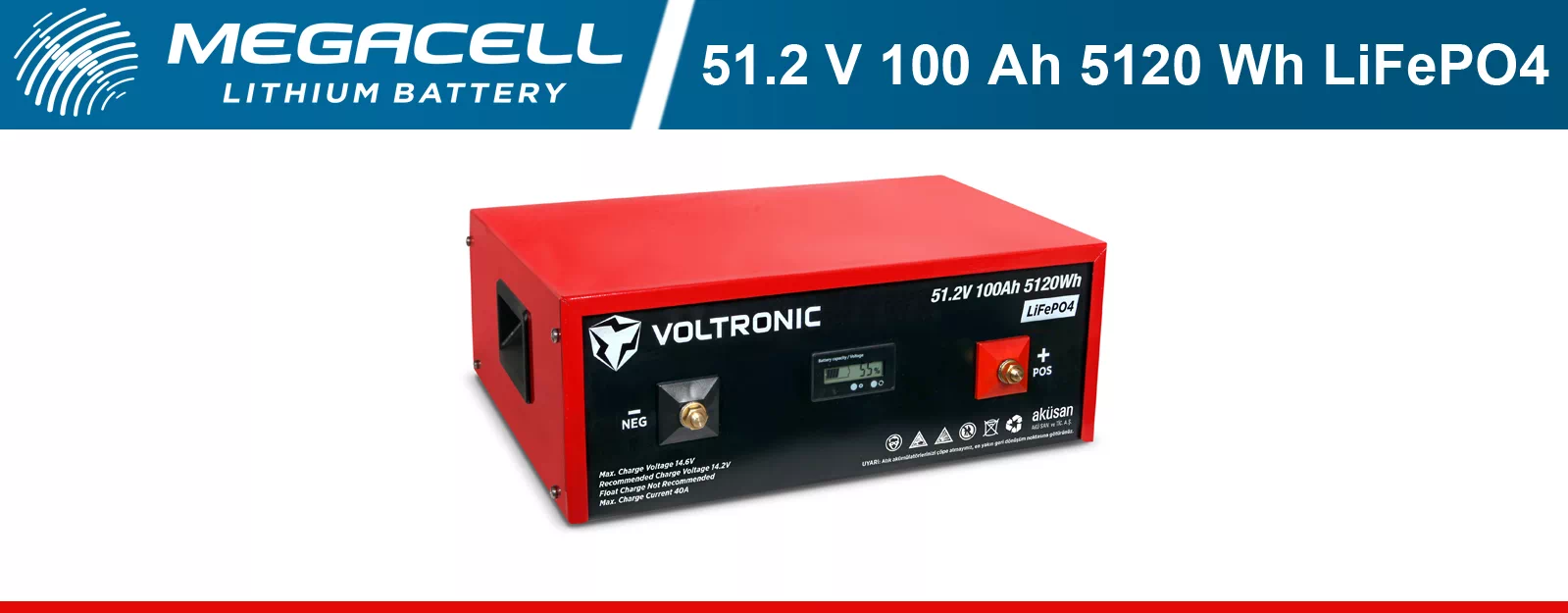 Voltronic Lityum Demir Fosfat Akü 51.2 V 100 Ah LiFePO4