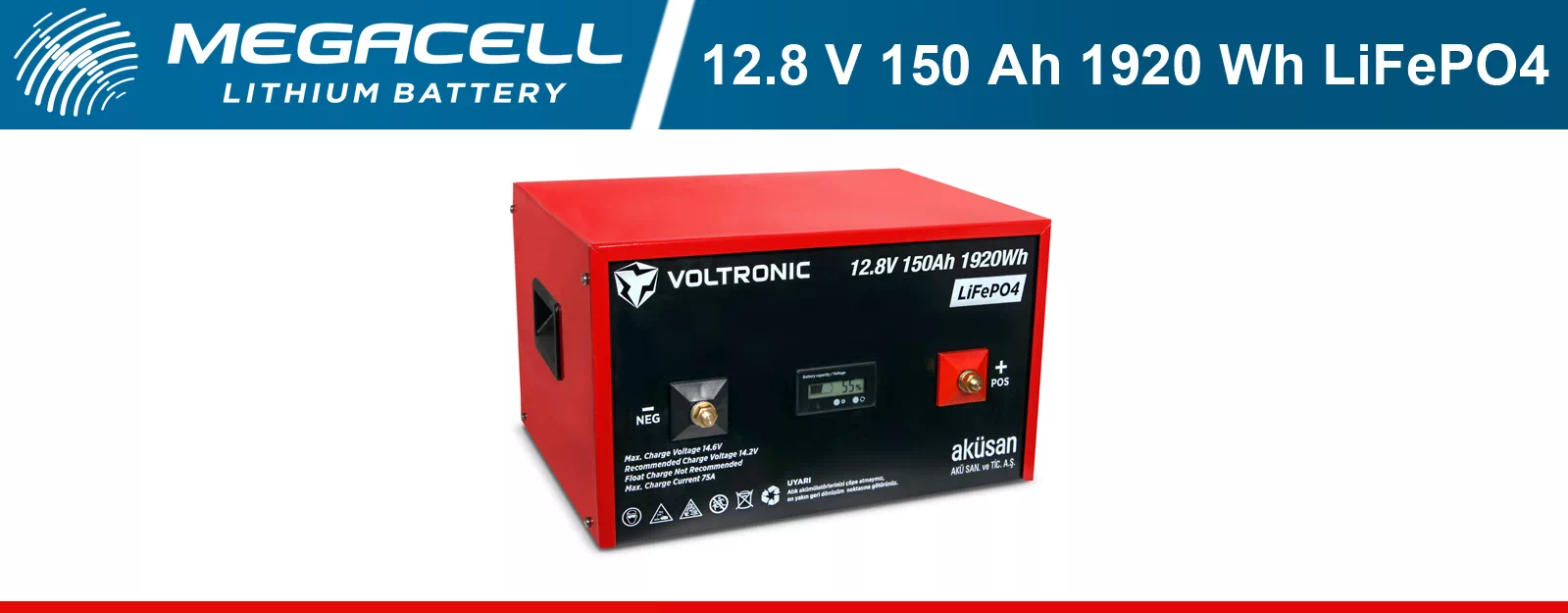 Voltronic Lityum Demir Fosfat Akü 12.8 V 150 Ah LiFePO4