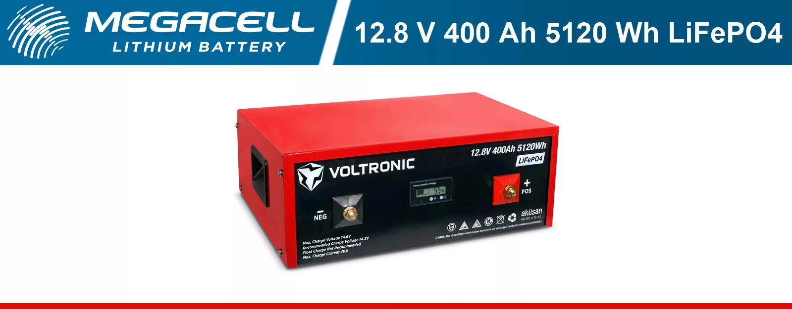 Voltronic Lityum Demir Fosfat Akü 12.8 V 400 Ah LiFePO4