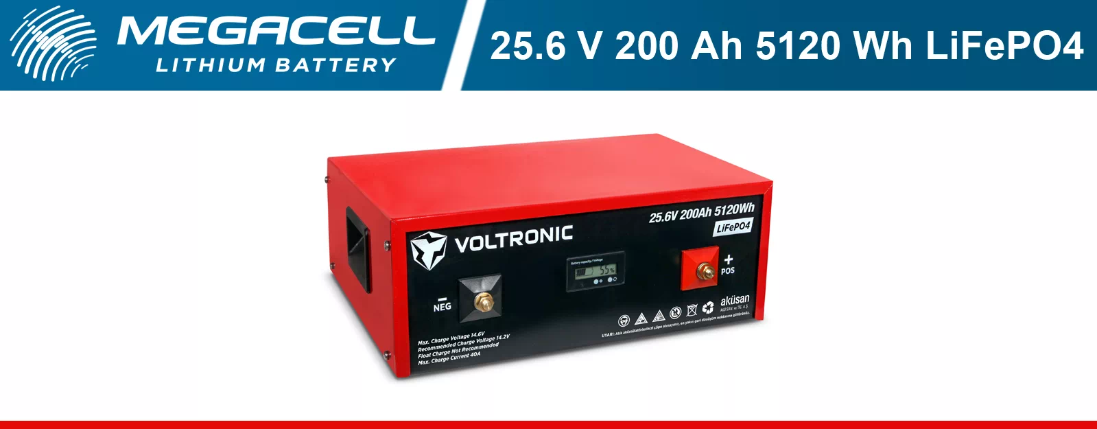 Voltronic Lityum Demir Fosfat Akü 25.6 V 200 Ah LiFePO4