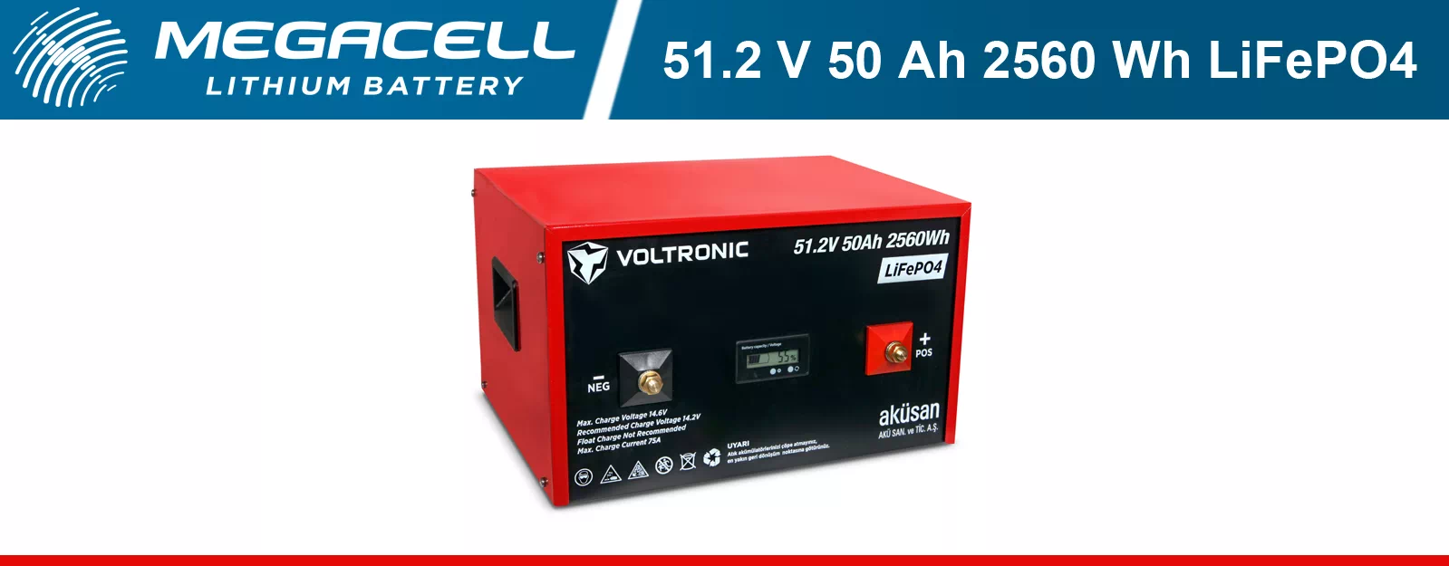 Voltronic Lityum Demir Fosfat Akü 51.2 V 50 Ah LiFePO4